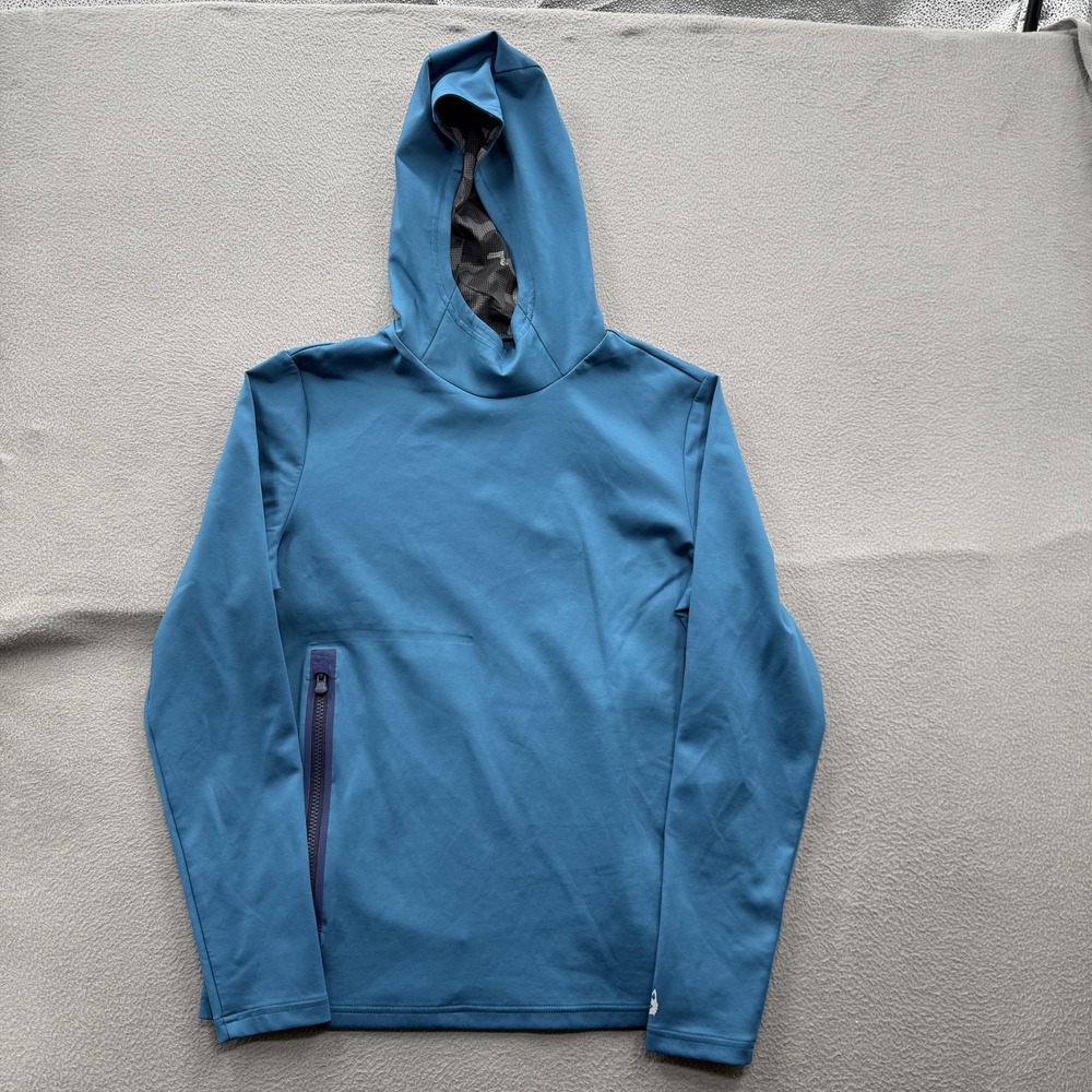 Greyson Hoodie Mens Small Blue Topaz Performance Pullover Zip Pocket Stretch